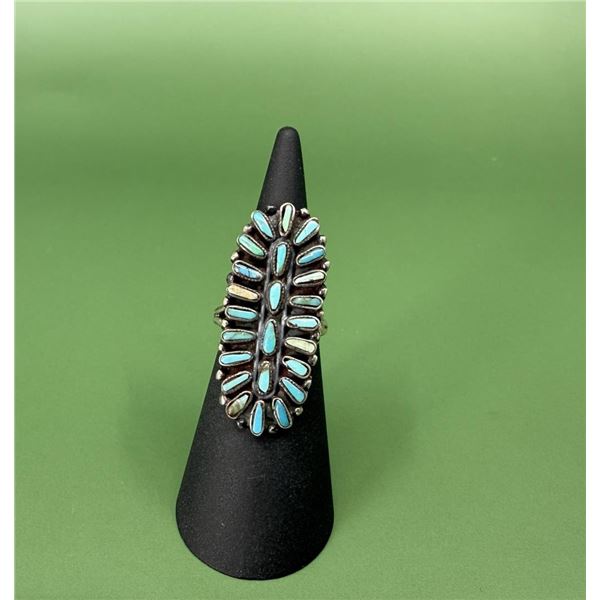 Zuni Petit Point Sterling Turquoise Ring
