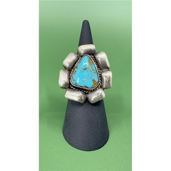 Navajo Old Pawn Sterling Turquoise Ring