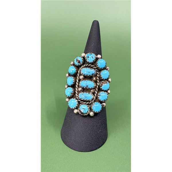 Zuni Petit Point Sterling Turquoise Ring