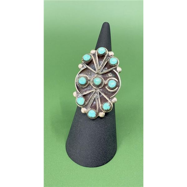 Zuni Petit Point Sterling Turquoise Ring