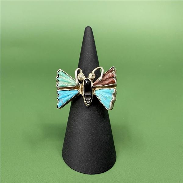 Zuni Old Pawn Sterling Silver Butterfly Ring