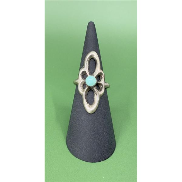 Navajo Sterling Tufa Cast Sandcast Turquoise Ring