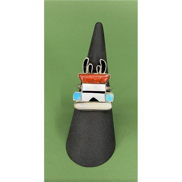 Zuni Inlaid Antelope Kachina Sterling Ring