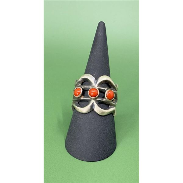 Navajo Sterling Tufa Cast Sandcast Coral Ring