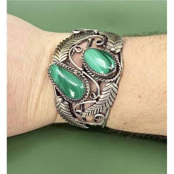 Otten Navajo Sterling Silver Malachite Bracelet