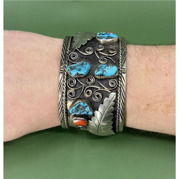 Jerry Roan Navajo Sterling Turquoise Bracelet