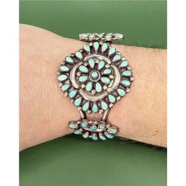 Zuni Petit Point Sterling Turquoise Bracelet