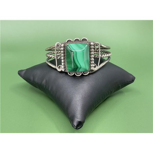 Navajo Sterling Silver Malachite Bracelet