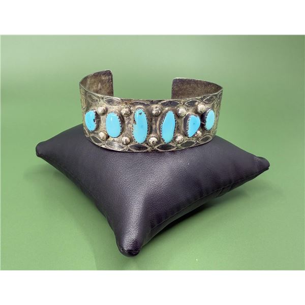 Navajo Old Pawn Sterling Turquoise Bracelet