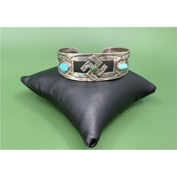 Navajo Old Pawn Whirling Log Sterling Bracelet