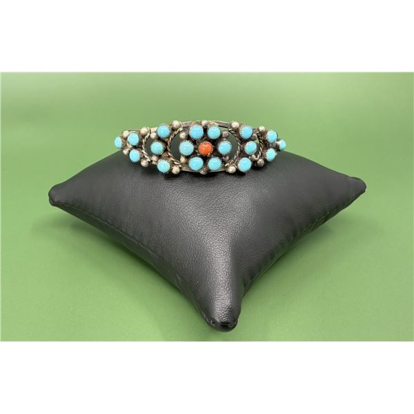 Zuni Petit Point Sterling Turquoise Bracelet