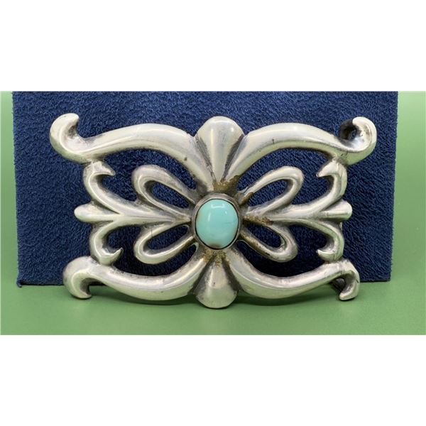 Navajo Sterling Tufa Cast Turquoise Belt Buckle