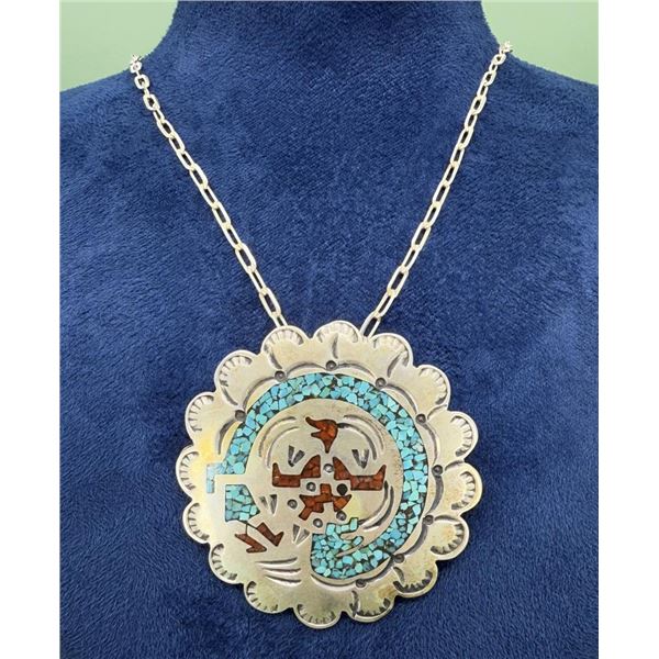 Zuni Chip Inlaid Sterling Turquoise Necklace
