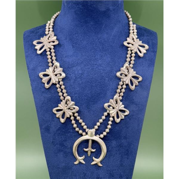 Navajo Old Pawn Tufa Cast Squash Blossom Necklace