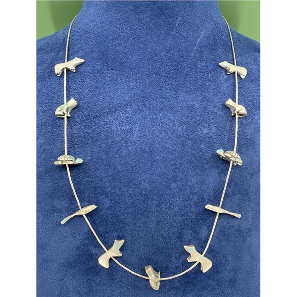 Navajo Sterling Silver Heishi Fetish Necklace