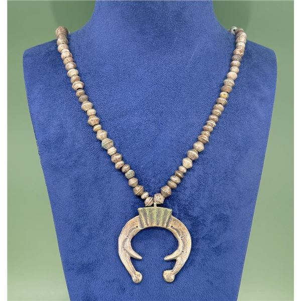 19th Century Navajo Ingot Squash Blossom Necklace