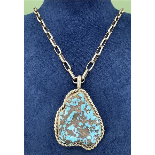 Old Pawn Navajo Sterling Turquoise Necklace