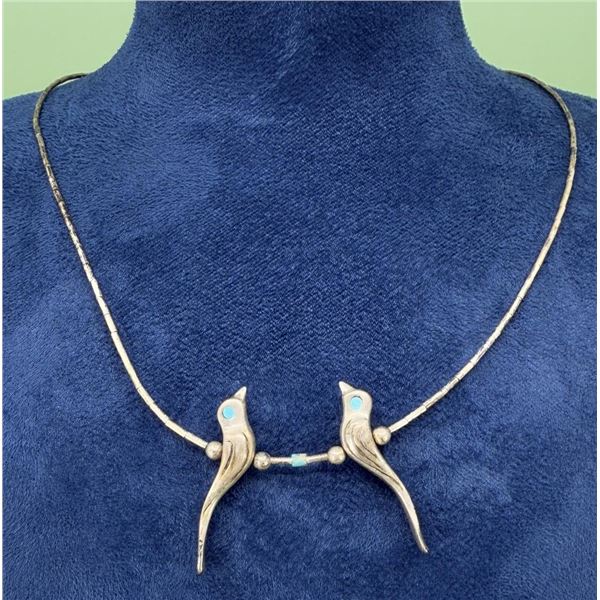 Navajo Sterling Silver Heishi Fetish Necklace