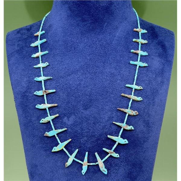 Old Pawn Zuni Turquoise Heishi Fetish Necklace
