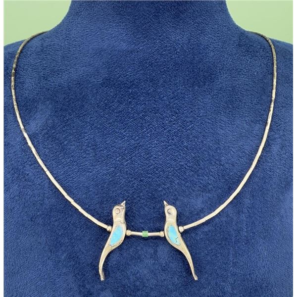 Navajo Sterling Silver Heishi Fetish Necklace