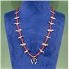 Image 1 : Zuni Coral Fetish Sterling Squash Blossom Necklace