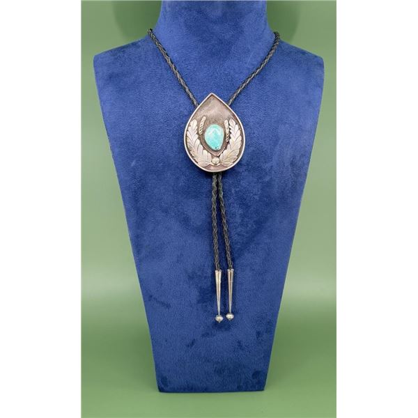 Navajo Sterling Silver Turquoise Bolo Tie