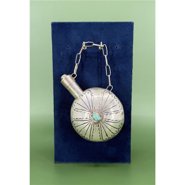 Navajo Sterling Silver Turquoise Tobacco Canteen