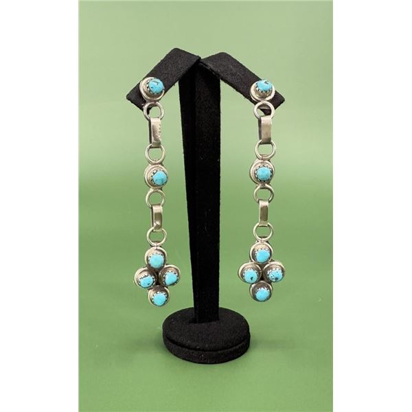 Zuni Petit Point Sterling Turquoise Earrings