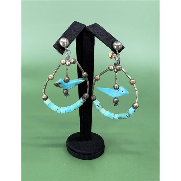 Zuni Sterling Turquoise Fetish Earrings