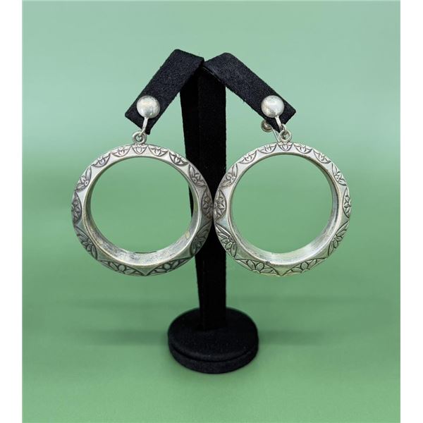 Navajo Sterling Silver Hoop Earrings