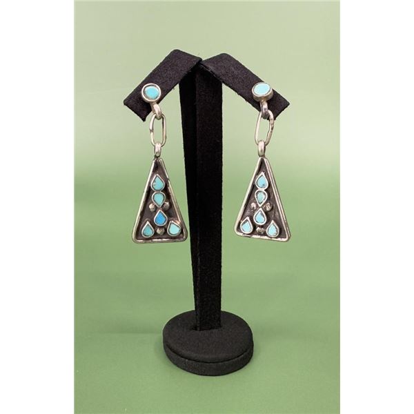 Zuni Petit Point Sterling Turquoise Earrings