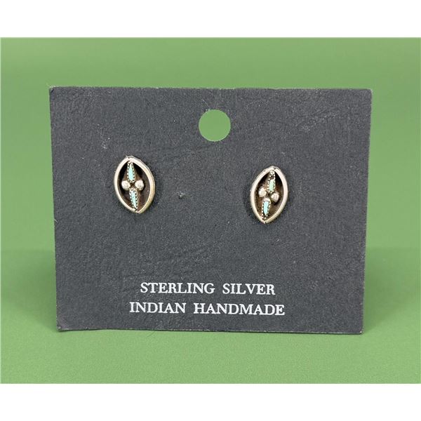 Zuni Petit Point Sterling Turquoise Earrings