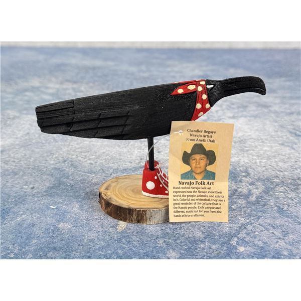 Chandler Begaye Navajo Folk Art Wood Carving Raven