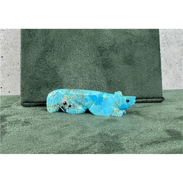 Danette Laate Zuni Carved Turquoise Fox Fetish