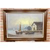 Image 1 : Mid Century Factory Sailboat Harbor Painting