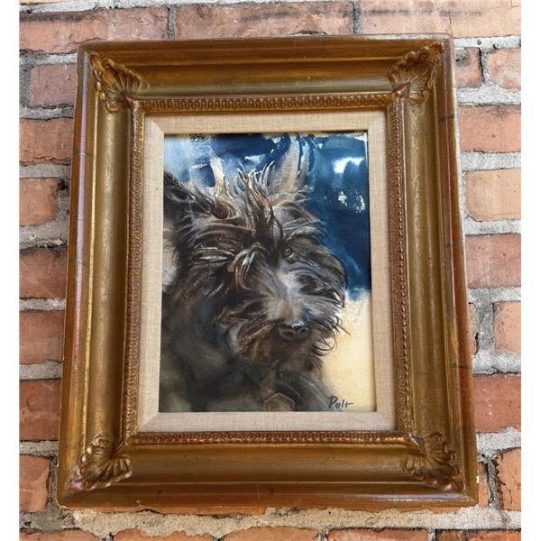 Allen Polt Scottie Dog Watercolor Painting
