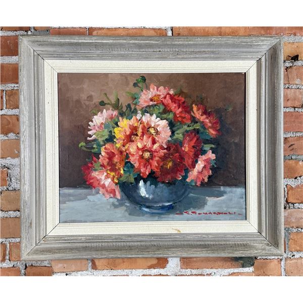 R. Romagnoli Oil on Canvas Still Life Painting