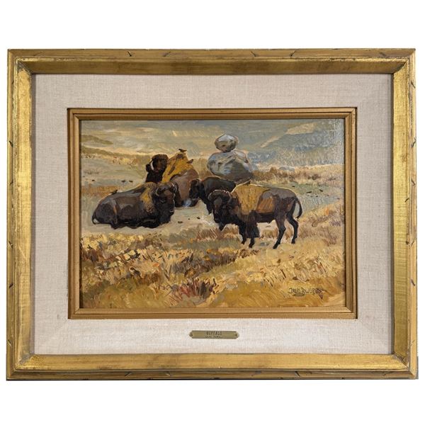 Dave Powell Montana Buffalo Oil Painting