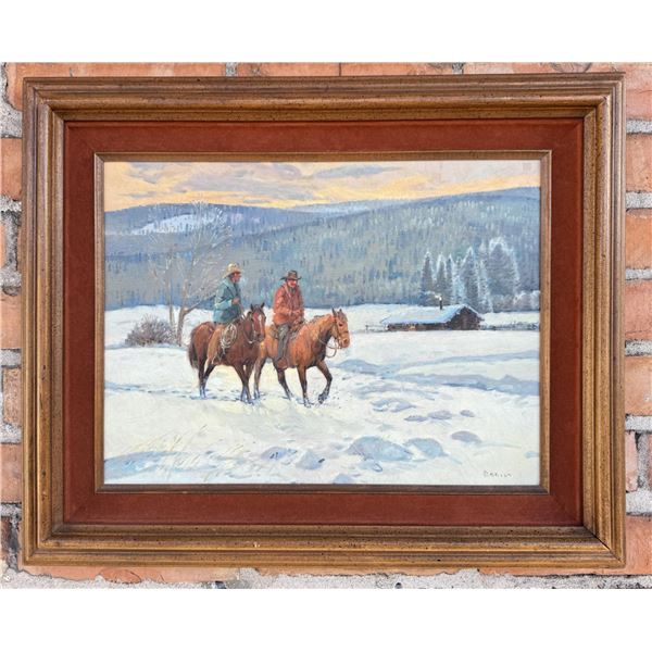 Sheryl Bodily Montana Winter Oil on Board Painting