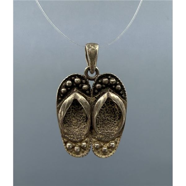 Sterling Silver Sandals Flipper Necklace Pendant