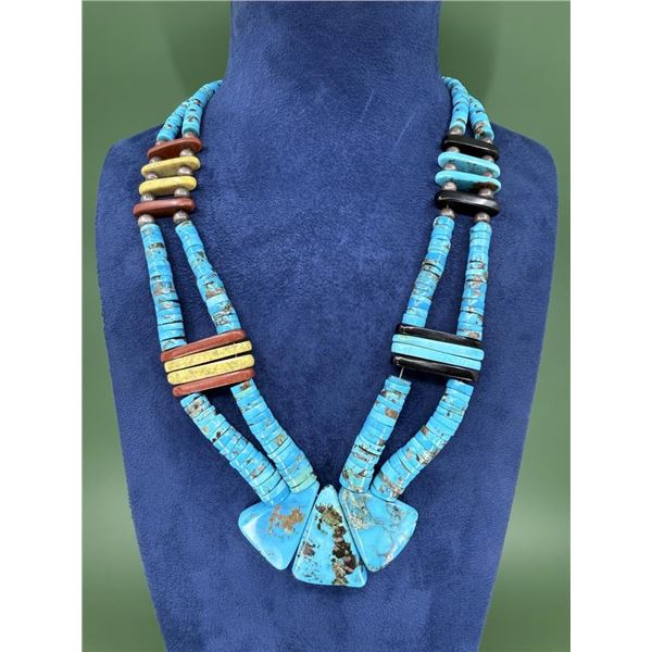 Santo Domingo Pueblo Turquoise Tab Necklace