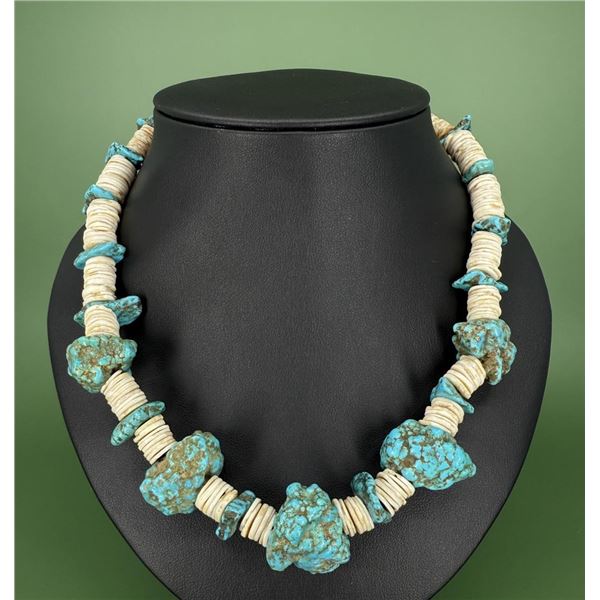 Navajo Pueblo Heishi Turquoise Nugget Necklace