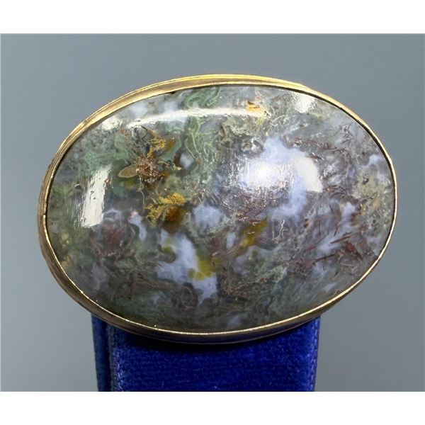 Moss Agate Cabochon Brooch