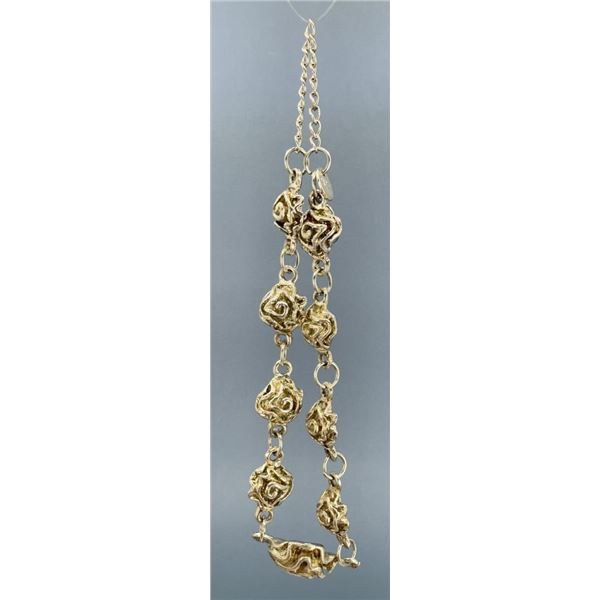 Sterling Silver Floral Link Bracelet