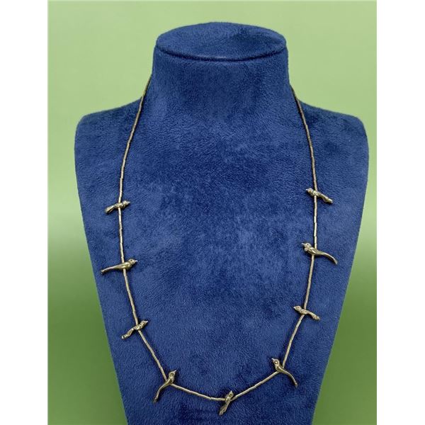 Navajo Sterling Liquid Silver Bird Fetish Necklace