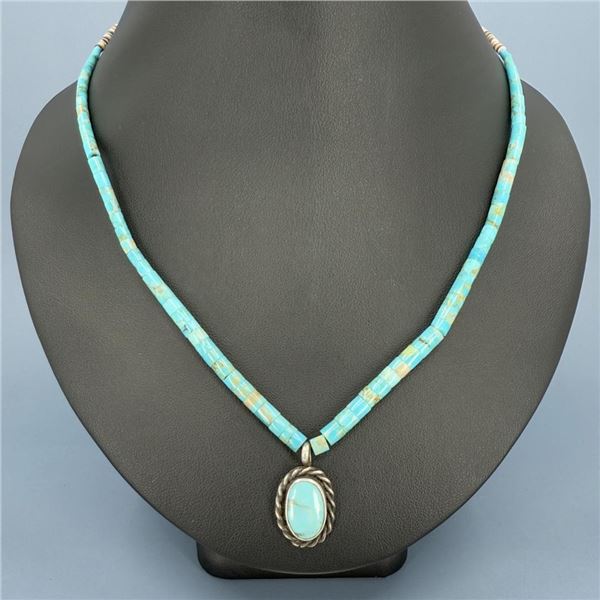Navajo George Rolled Turquoise Necklace