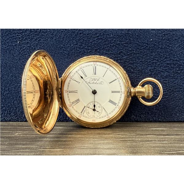 14k Gold Ladies Waltham Hunter Case Pocket Watch