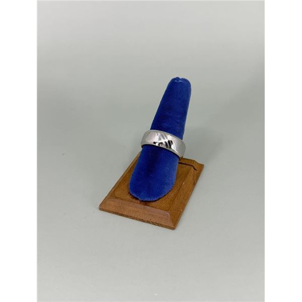 Carved Meteorite Wedding Band Ring