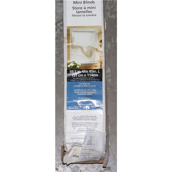 MAINSTAYS LIGHT FILTERING MINI BLINDS, NEW OPEN BO