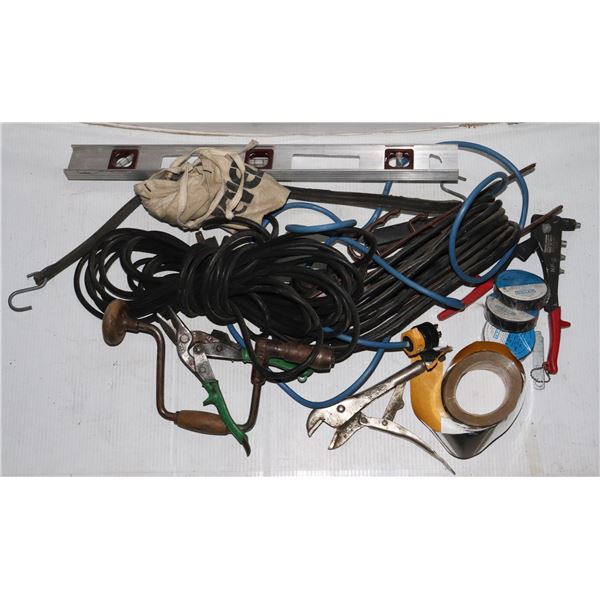 CRATE OF ASSORTED HAND TOOLS AND MORE INCLUDING